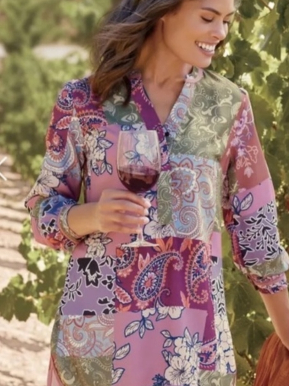 Soft Surroundings Multi Patchwork Paisley Tunic